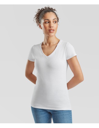 FRU-0613980-Ladies Valueweight V Neck T